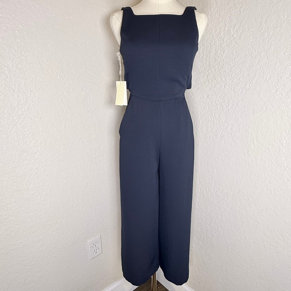 Wide Leg Jumpsuit Wilfred Aritzia Ecoulement Tie Back Crop 00 NWT Quiet Luxury
